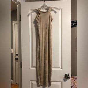 Pretty little thing maxi dress stone/tan color, gorgeous! Sz 4